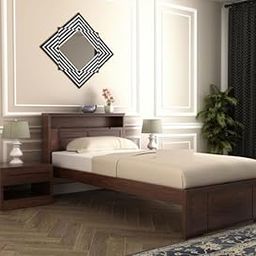 Ferrovilla Crawley Single Sheesham Wood Bed for Bedroom with 2 Years Warranty | Wooden Cot | Sheesham Cot | Wooden Bed (Dark Walnut, Single Without Storage)-image-98