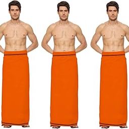 Orange Lungi Cotton Fabric for Men Lightweight and Stylish pack of 3-image-89