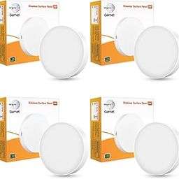 Wipro Garnet 6W Rimless Round Led Surface Panel|Warm White Light (2700K)|Elegant Rimless Design for Wider Spread of Light|Surface Mounted Led Down Light for Ceiling|Pack of 4-5