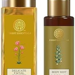 Forest Essentials Travel Size Body Mist Oudh & Green Tea| 50 ml & Travel Size Delicate Facial Cleanser Kashmiri Saffron & Neem| 50 ml Combo-40