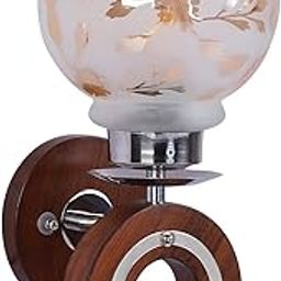 Decodelight Handmade Sheesham Wood Wall Light with Leaf Print Glass Shade | E27 Bulb Holder (Bulb Not Included) | Gold-Plated Metal Cap & Brass Rivets | Luxury Home Decor-image-48