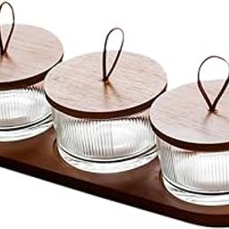 Wooden Snack Serving Tray Split Glass Fruit Tray for Fruit Nuts Snacks 3 Grid-picture-20