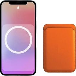Genuine Leather Magnetic Card Wallet Holder for Magnetic Compatible with Mobile Phone Leather Magnetic Case Credit Card ID Holder (Orange)-image-92
