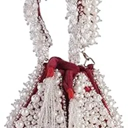 swisni Red red pearl anar potli bag II Women's Traditional Designer Clutch For Women & Girls II LOTUS POTLIS-picture-9