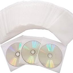Premium CD DVD Sleeves | Thick Non-Woven Material Double-Sided Refill Plastic Sleeve for CD and DVD Storage Binders Disc Case (White) (Pack of 50)-image-4