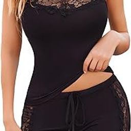 Women Sleepwear Lace top Short Pajamas Set Shorts Nightwear Camisole Short Sets for Honeymoon-image-105