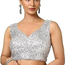 soch Women's Georgette Sleeveless Padded Blouse with Sequins-picture-17