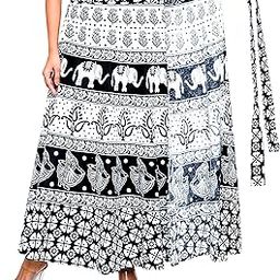 Premium Cotton Wraparound Skirt for Women (White Black 1, Free Size)-image-76