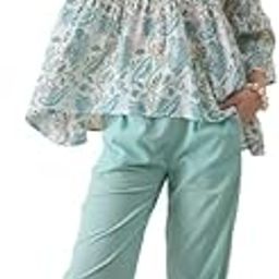 Blue V-Neck Pure Cotton Printed Co-ords Set for Women SE-CS-161_P-image-16
