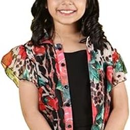Floral Chiffon Shirt Top with Black Camisoles-image-7