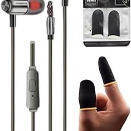 3.5 Mm Jack All Mobile Phone Supported Multi Colour Earphone With HD Mic Wired Earphones With Pubg Anti-Slip Thumb Sleeve, Smartphone Slip-Proof Sweat-Proof For Pubg Mobile-22