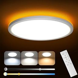 ELEPHANTBOAT® 12" Dimmable LED Ceiling Light with Remote Control, 24 W 3-Color Ceiling Light with Dim Night Light 1800k Warm, Round Flush LED Ceiling Lights for Living Room, Bedroom, Office (White)-5