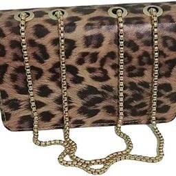 Leopard Print Sling Bag for Women and Girls, Large Evening Purse with Chain pack of 1-image-17