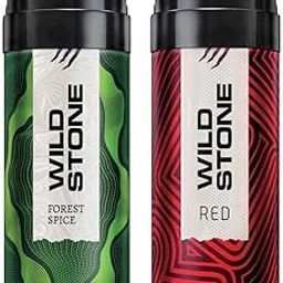 Wild Stone Red and Forest Spice Deodorants Body Spray for Men, Deo Combo Pack of 2 (150ml each)-0