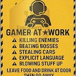 Gamer at Work Poster, Funny Gaming Room Wall Sign Sticker, Gaming Zone Decor Sign Poster, Funny Gamer Warning Quotes Self Adhesive Vinyl 48 Cm X 33 Cm Waterproof, Oilproof-image-51