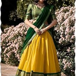 Women's Kanchipuram Silk Jacquard Lehenga Choli With Dupatta Set | South Indian Dress | Wedding | Lehenga For Women (Sai)-picture-23