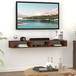 Redwud Austin Wooden Wall Set Top Box Shelf Stand | TV Entertainment Unit | Set Top Box Holder for Home | TV Cabinet for Wall | TV Stand Unit for Wall for Living Room (Walnut) (Ideal Upto 75 Inch)-picture-18