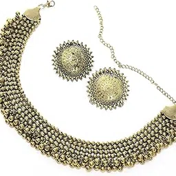 joharkamal Oxidised Gold-Plated Brass Finish Ghungroo Choker For Women (Golden), MOE_JKMS_100-picture-31