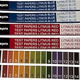 PARIJATA litmus paper for liquid testing, Red litmus, Blue litmus, Yellow ph paper for acid/base testing indicator strips (40+40+40 strips)-23