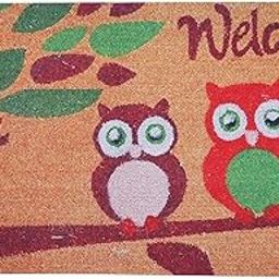 EXCEART 1Pc Absorbent Floor Mat Chic Owl Printing Floor Pad Decorative Ground Pad-image-0