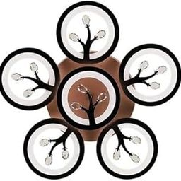Center Circle Light Ceiling LED Chandelier Lamp - Elegant Modern Illumination 3in1 Colours with Remote Control for Living Room-Crystal,Brown Body Colour-picture-1