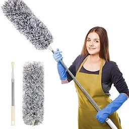 Microfiber dust Cleaning Long Stick Brush Flexible Fan Cleaning Mop Microfiber Dust Cleaner Foldable Duster for Home Cleaning Microfiber Duster for Cleaning of Home, Kitchen, Car, Ceiling(Grey)-image-8
