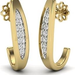 18KT Yellow Gold Diamond Serene Half Hoop Earrings for Women-image-22