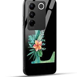 NDCOM for Vivo V27 Back Cover | Compatible with Vivo V27 5G & Vivo V27 Pro 5G | Slim Design Vivo V27 Pro Back Cover | L Alphabet Letter Printed Glass Case-image-31