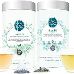 ChaiSpa Mindful Detox- SUKHAM & SHUDDHI by Teafloor | Green Tea for Rejuvenating Body | Detox Green Tea | Only Natural Ingredients | 100% Pure and Hygeinic | 40 Green Tea Pyramid Bags-image-69
