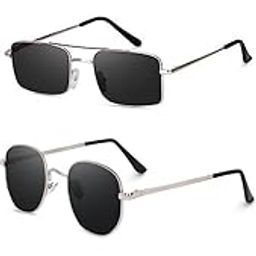 Unisex Combo Offer Pack of 4 MC stan Goggles MC stan shades Candy Black Rectangle Retro Vintage Narrow Non-Polarized Sunglasses Women & Men (Medium)-image-43