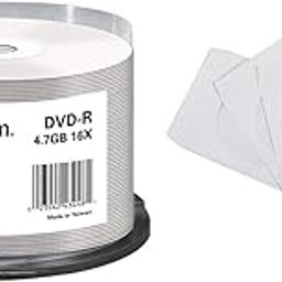 MRE Verbaatim 66958 Premium DVD-R, 16X Speed, 4.7GB, Pack of 50 Discs with Spindle Box, Free 50 Paper Sleeves/Cover-image-73