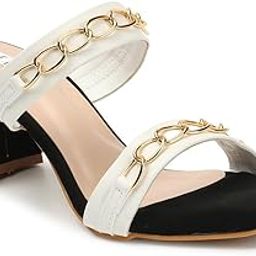 Women's Square Toe Chain Embellished Party Heel Sandal-image-8