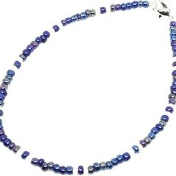 Designer Shining Blue and White Seed Beads Single Anklet for Women (10-inches Length)-image-5