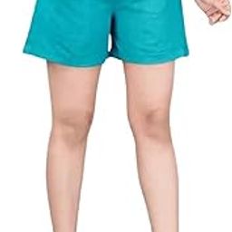 Women's Cotton Regular Relaxed Fit Solid Print Design Thigh Length Casual Summer Running Yoga Gym Night Wear Shorts Elastic Waistband and Drawstring with Pocket-image-1