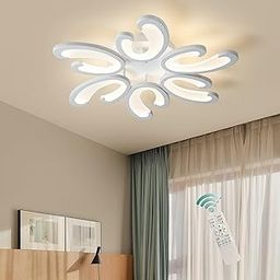 RJ Acrylic -70W Modern 6 Heads Ceiling Light With Dimmable Remote Control Cool White,Warm White,White,Flush Mount Lighting Fixture For Living Room Children Bedroom Dining Room (2 Years Warranty)-image-38