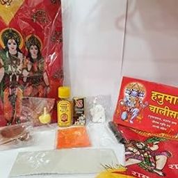 Hitvik Hanuman Pooja Kit - Complete Set with Sindoor, Janeu, Chameli Oil, Silver Wark - Pack of 2-5