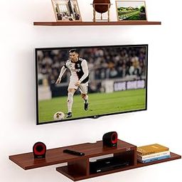 DAS Wall Mount TV Entertainment Unit/with Set Top Box Stand and Display Rack Shelf Classic Walnut- Darlin (Ideal for 24" to 36")-image-92