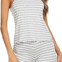 broiden Women Cami Pajamas Set Striped Shorts Set Spaghetti Strap Sexy Lingerie Sleep Sets-picture-43