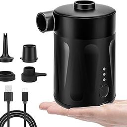 Electric Air Pump Inflatable Portable for Halloweeen Inflatables with 4 Nozzles, USB Rechargeable Quick to Inflate/Deflate for Pool Floats, Swimming Ring (Black4)-image-10