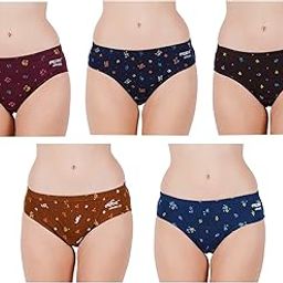 100% Soft Cotton Multicolor Panties Hipster Brief Innerwear for Womens Combo Pack of 5-image-69
