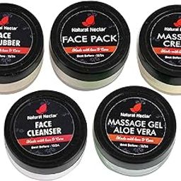 Complete Facial Kit ,this facial kit includes cleasing milk,scrub,aleovera, massage cream and a face pack a complete skincare routine. It deeply cleanses , exfoliates , nourishes and revitalizes the skin for a fresh, glowing look Like Skincare at Home SKN-012-14