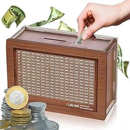 Money Box, Wooden Money/Piggy Bank, Carved Coin Box for Kids, Savings Challenge Box, Wooden Coin Piggy Bank, 100000 Money Saver, Money Saving Box for Adult, Money Save Box-image-97