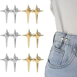 6 Pairs Jeans Adjustable Pins for Women, Adjustable Waist Buckle for Women, Jeans Tightening Clips, No Sewing Required, Perfect Fit Instant Jean Button, Cross Gold & Silver-picture-19