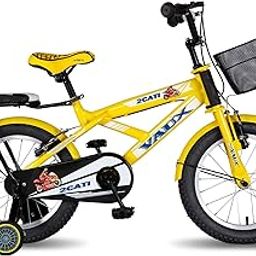 Vaux 2Cati Cycle for Kids 4 to 6 Years with Basket, Support Wheels & Backseat, 16T Cycle with Steel Frame, Alloy Rims & Tubular Tyres, Cycle for Boys with Ideal Height 3.3ft to 3.9ft(Yellow)-picture-20