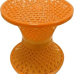 Homestic Mesh Design Both Sided Plastic Sitting Stool for Indoor & Outdoor in Damroo Style (Yellow)-image-96