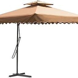 BEYOND SKY 10 Ft Luxury Patio Umbrella with Stand - Cantilever Side Pole Design, Waterproof UV Protection, Includes 30kg Granite Base, Square Shape, Sunshade for Outdoor Relaxation (YELLOW)-19