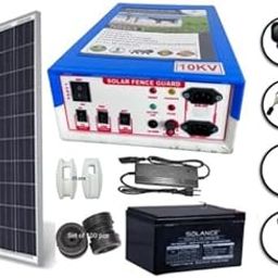 10kv 20 Acre Solar DC Kisaan Zatka Jhatka Machine Full Kit (Machine, 220V Adaptor,12ah Battery, 40w Panel, 100 Insulators, Corner-21