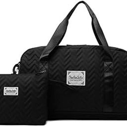 Women's Travel Duffle with Toiletry & Shoe Compartment | Gym & Sports Bag | Dry & Wet Separation | Yoga Fitness Handbag (Black)-33