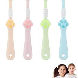 4 PCS 3 Sided Toothbrush for Kid, Brush for Kids, Tooth Brush, Ultra Soft Bristles, Deep Cleaning,Manual Toothbrush for Kids Multicolor, Triple Head Design for Cleaning,Baby Toothbrush-picture-16