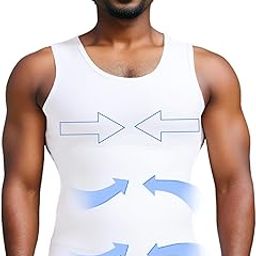 Men Slimming Tummy Control Chest Compression Hide Gynecomastia Undershirt Shapewear-image-35